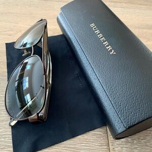 Burberry Gold Aviator Sunglasses with Black Case
